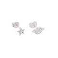 Sterling Silver Star Planet Mix & Match Clear CZ Pave Stud Earrings