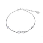 Fine Sterling Silver Infinity & Round CZ Adjustable Bracelet