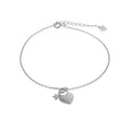 Sterling Silver Key & Heart Padlock Adjustable Bracelet