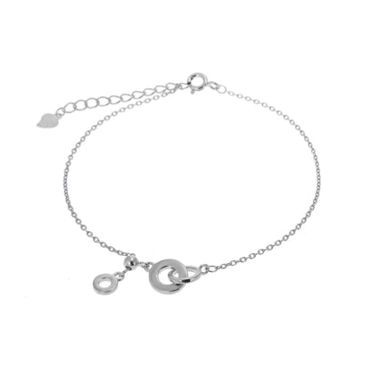 Sterling Silver Interlocking Karma Circles Adjustable Bracelet