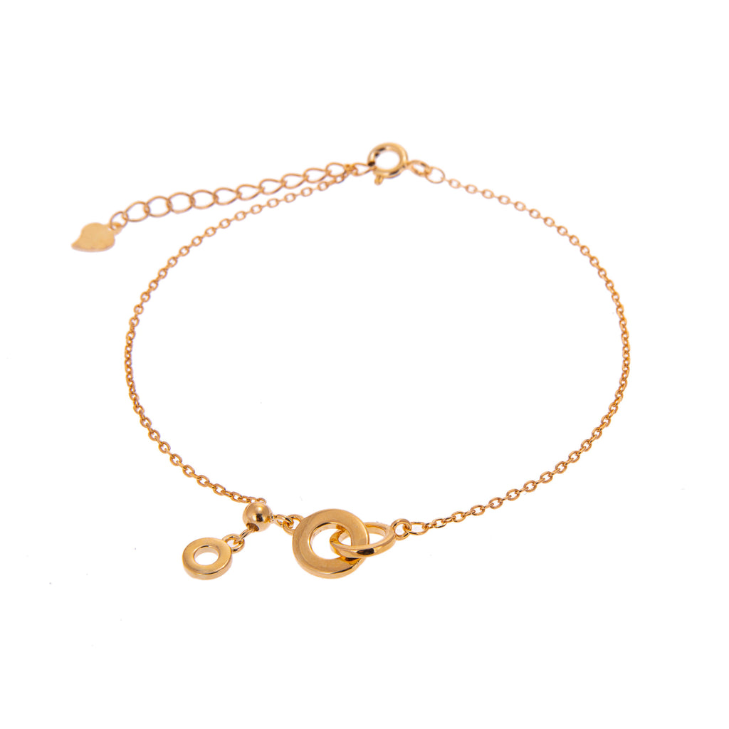 Gold Plated Sterling Silver Interlocking Karma Circles Adjustable Bracelet