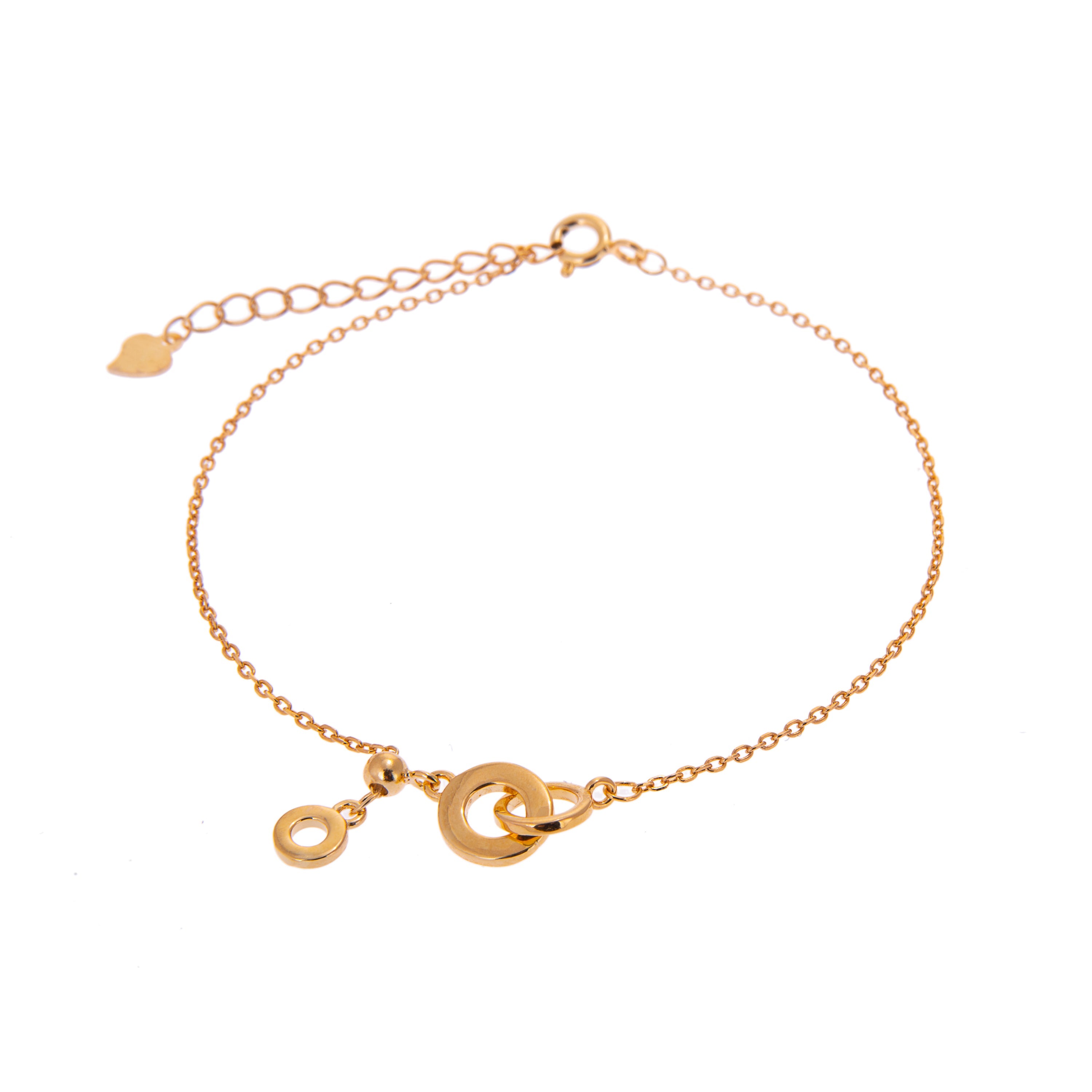 Gold Plated Sterling Silver Interlocking Karma Circles Adjustable Bracelet