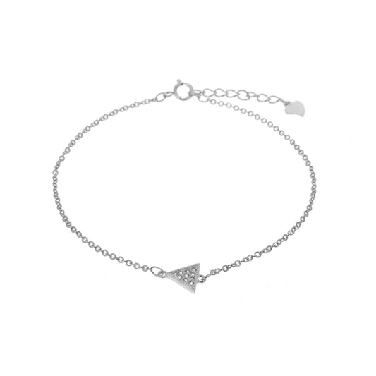 Sterling Silver Triangle Clear CZ Pave Adjustable Bracelet - jewellerybox