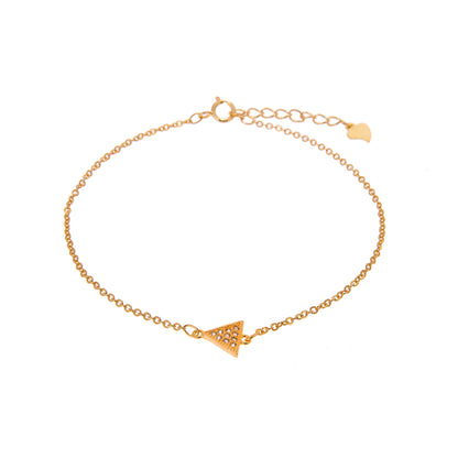 Gold Plated Sterling Silver Triangle Clear CZ Pave Adjustable Bracelet