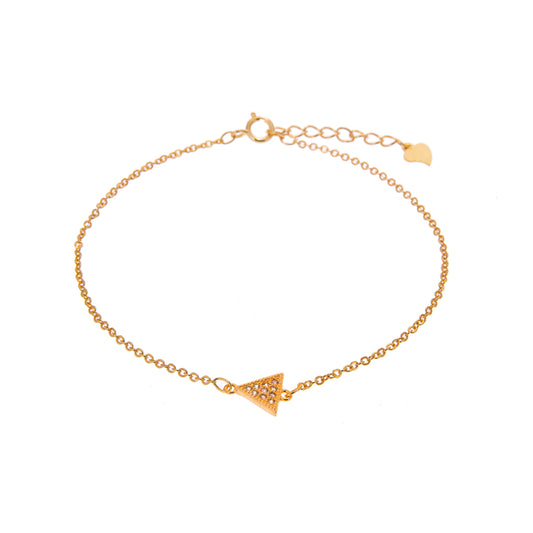 Gold Plated Sterling Silver Triangle Clear CZ Pave Adjustable Bracelet