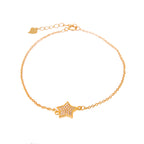 Gold Plated Sterling Silver Star Clear CZ Pave Adjustable Bracelet