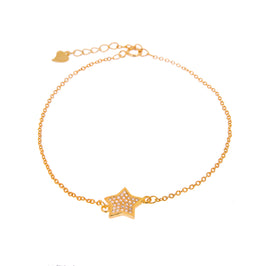 Gold Plated Sterling Silver Star Clear CZ Pave Adjustable Bracelet