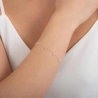 Sterling Silver Multi Ball Bobble Drop Beaded Adjustable Bracelet