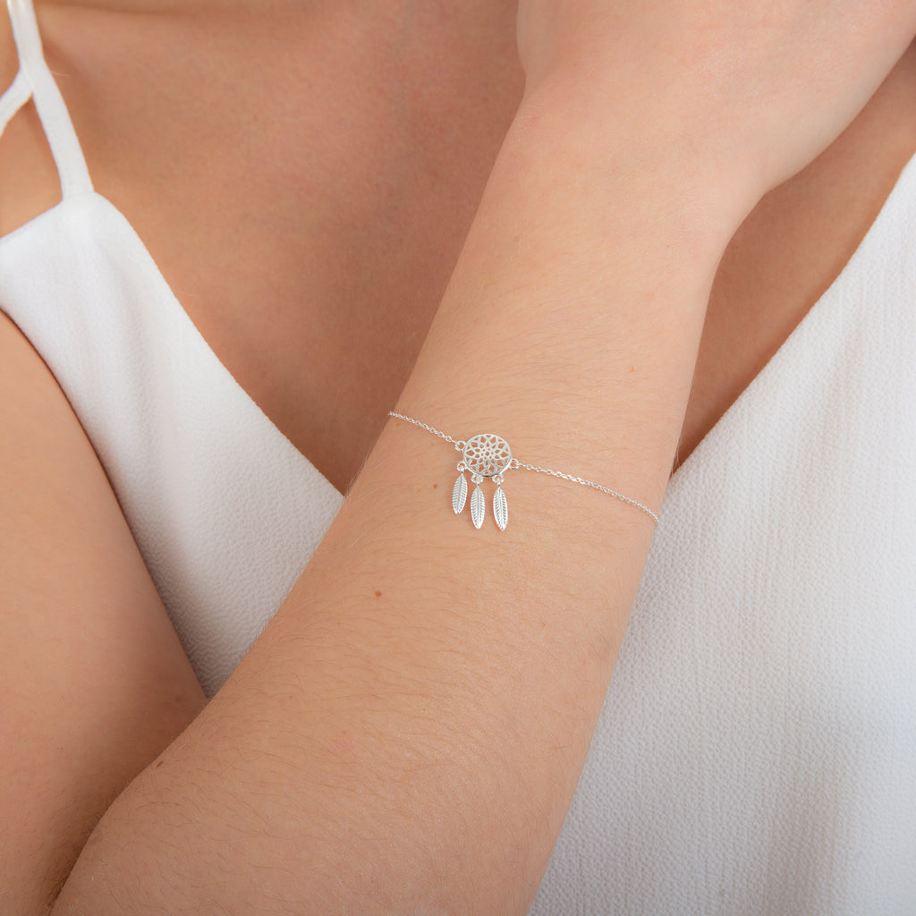 Sterling Silver Dream Catcher Adjustable Bracelet