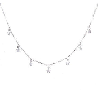 Sterling Silver Multi Star Drop Necklace
