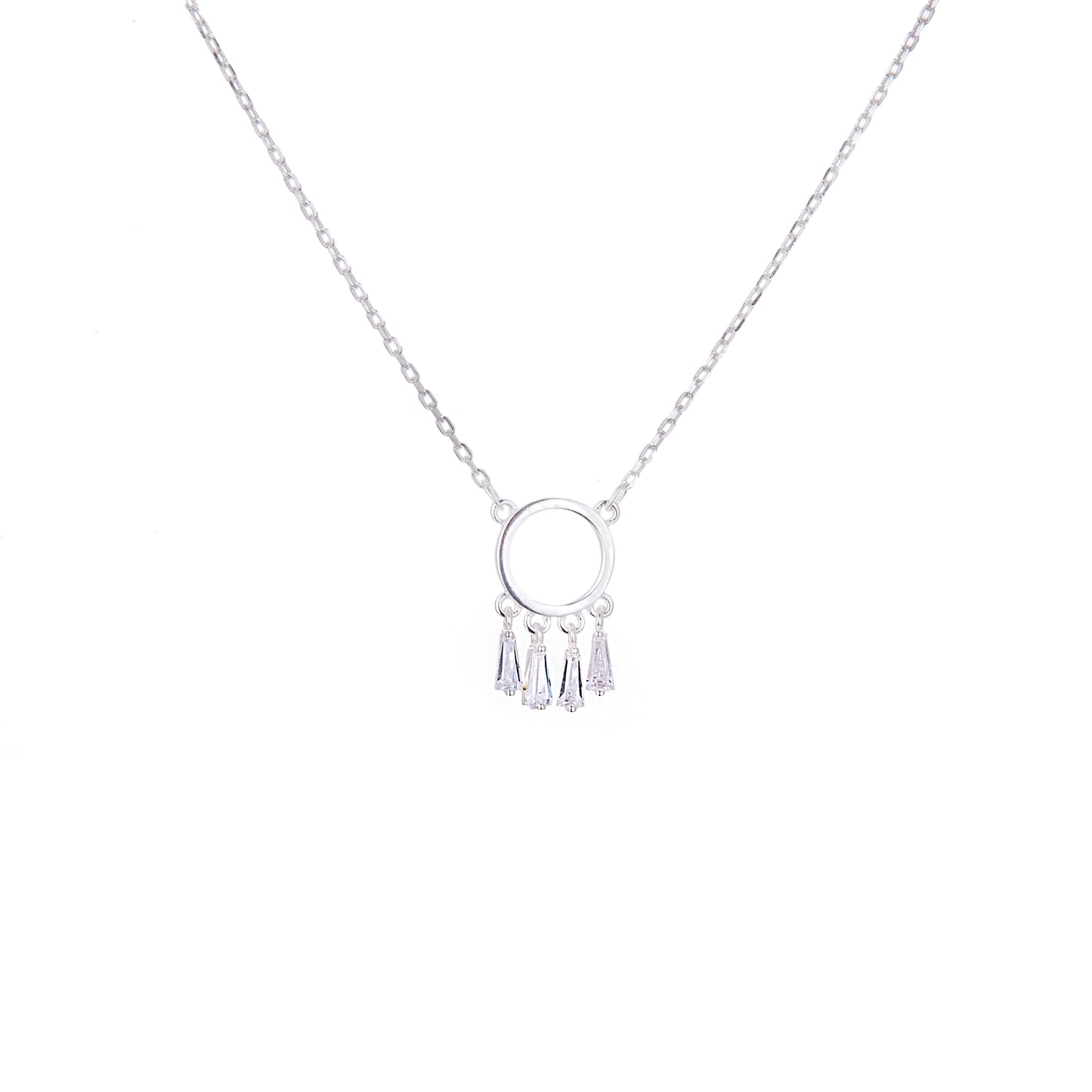 Sterling Silver Dream Catcher Clear CZ Necklace