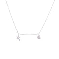 Sterling Silver Star & Moon Clear CZ Necklace