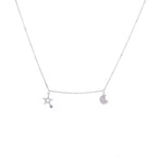 Sterling Silver Star & Moon Clear CZ Necklace