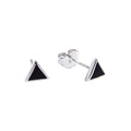 Sterling Silver Triangle Black Enamel Minimalist Stud Earrings