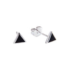 Sterling Silver Triangle Black Enamel Minimalist Stud Earrings