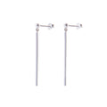 Sterling Silver Long Bar Drop Ball Stud Earrings
