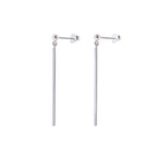 Sterling Silver Long Bar Drop Ball Stud Earrings