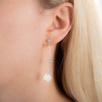 Sterling Silver Circle Disc Ball CZ Stud Dangle Earrings