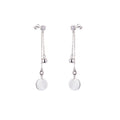 Sterling Silver Circle Disc Ball CZ Stud Dangle Earrings