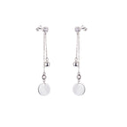 Sterling Silver Circle Disc Ball CZ Stud Dangle Earrings