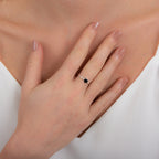 Sterling Silver Star Black Enamel Adjustable Ring