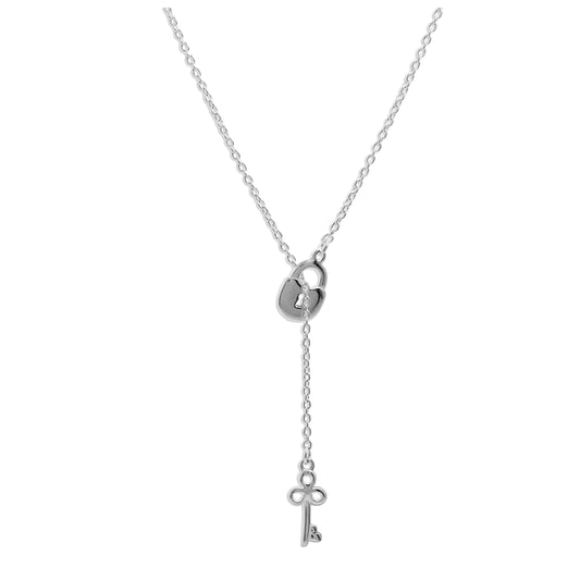 Sterling Silver Key Padlock Drop Necklace