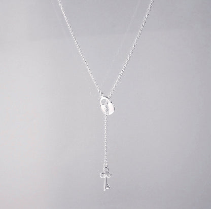 Sterling Silver Key Padlock Drop Necklace