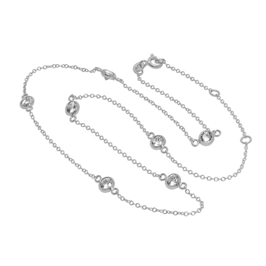 Sterling Silver Clear Multi CZ April Birthstone Necklace