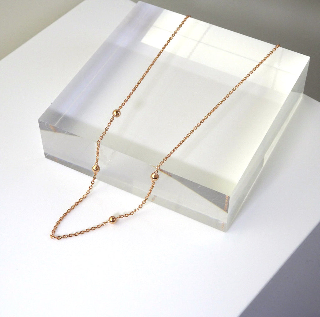 Rose Gold Plated Sterling Silver Bobble Ball Chain Choker