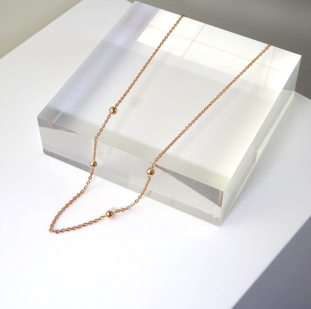 Rose Gold Plated Sterling Silver Bobble Ball Chain Choker