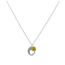 Sterling Silver Heart Cut Out Disc Yellow Gold Dipped Charm Pendant Necklace