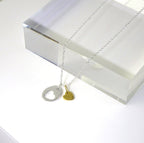 Sterling Silver Heart Cut Out Disc Yellow Gold Dipped Charm Pendant Necklace