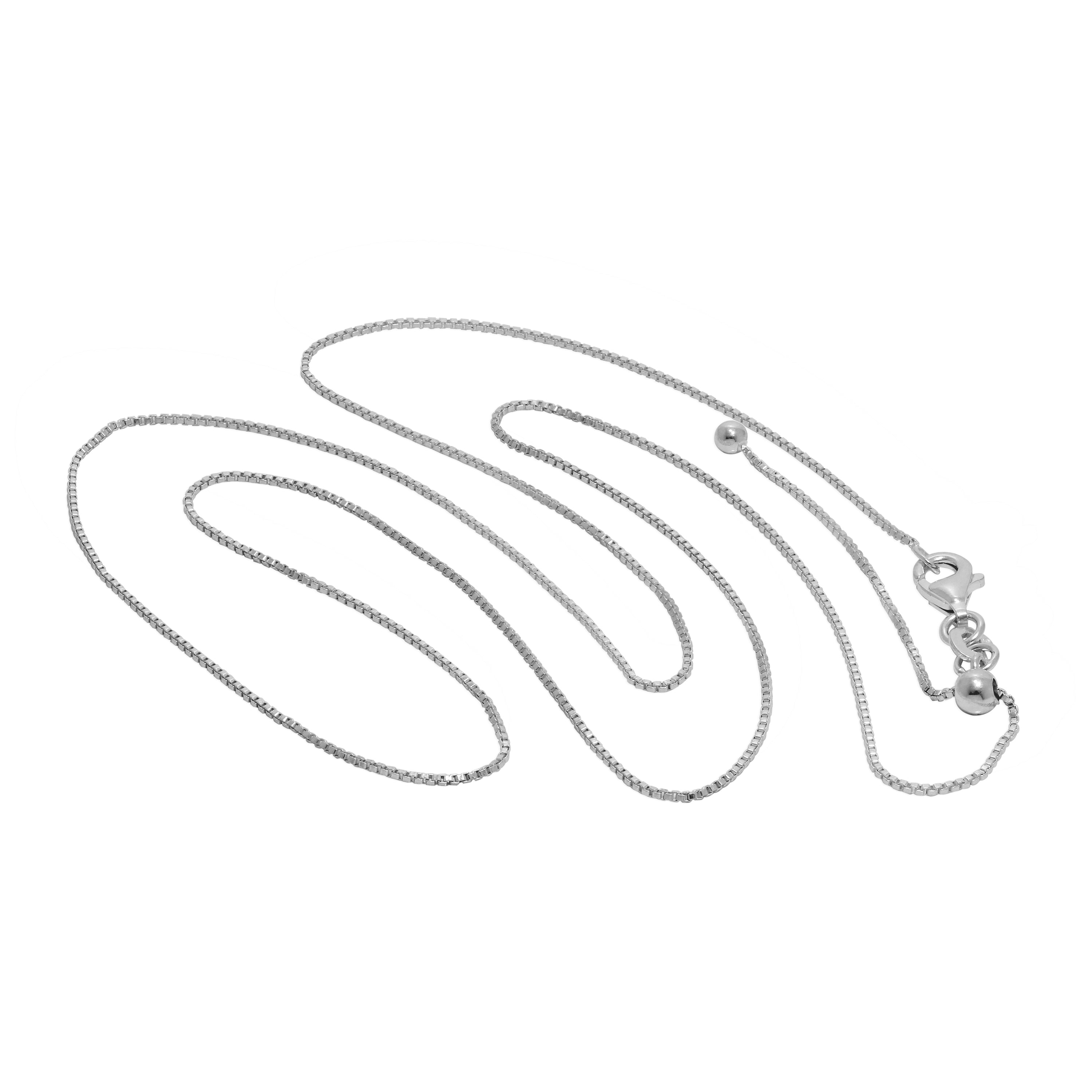 Sterling Silver Slider Clasp Box Chain any size up to 24 Inches