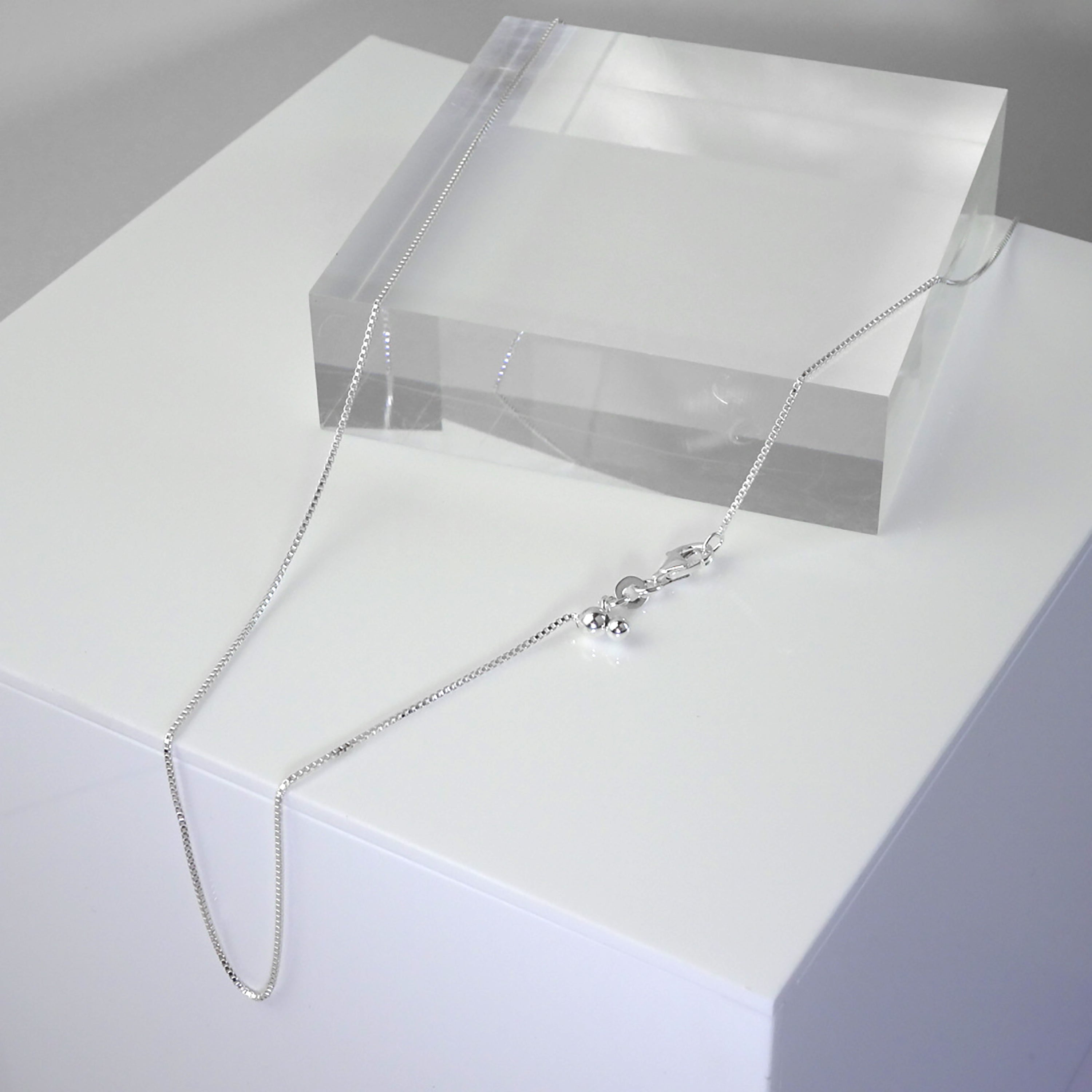 Sterling Silver Slider Clasp Box Chain any size up to 24 Inches