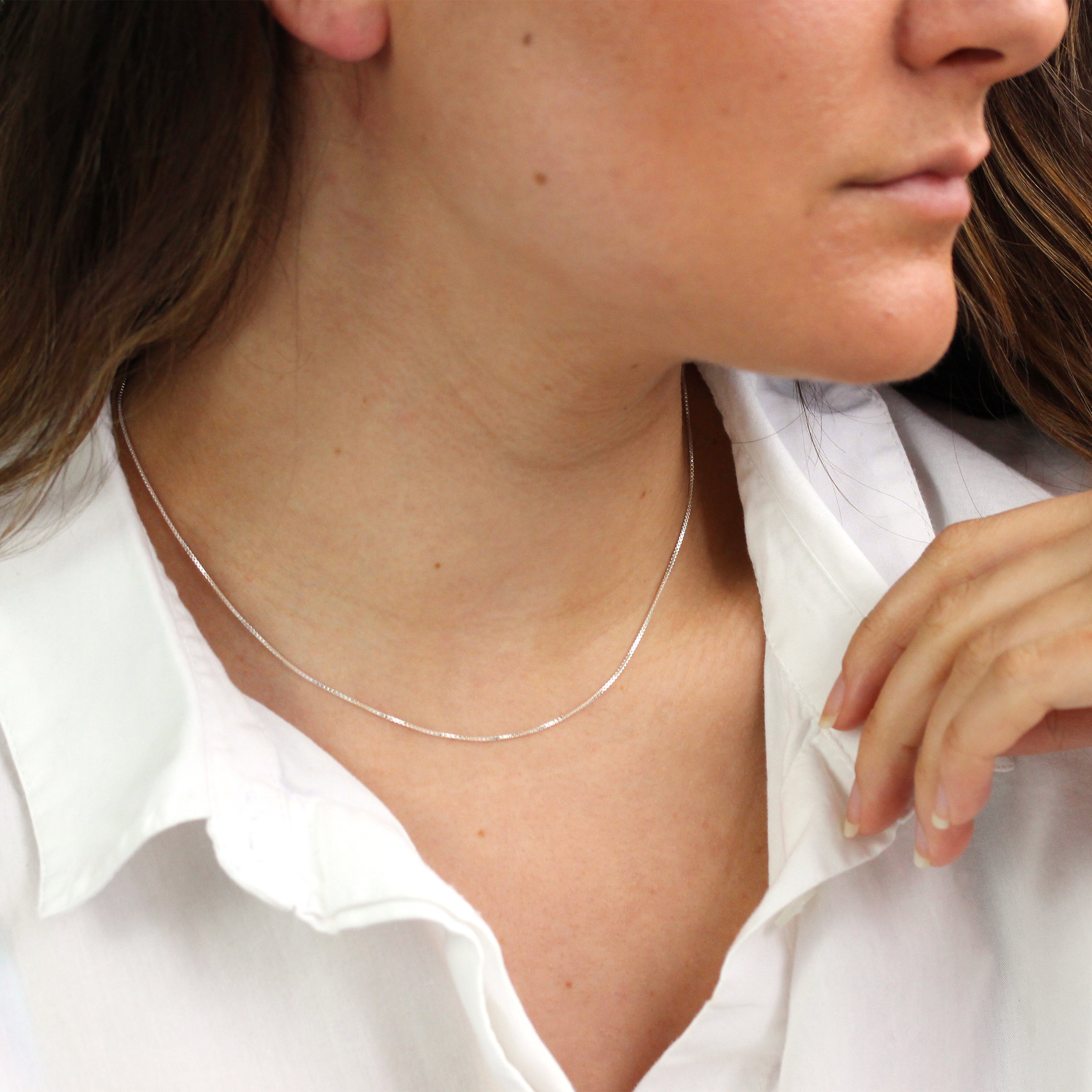 Sterling Silver Slider Clasp Box Chain any size up to 24 Inches