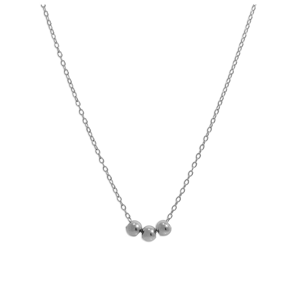 Sterling Silver Triple Sliding Ball Necklace - 18 Inches