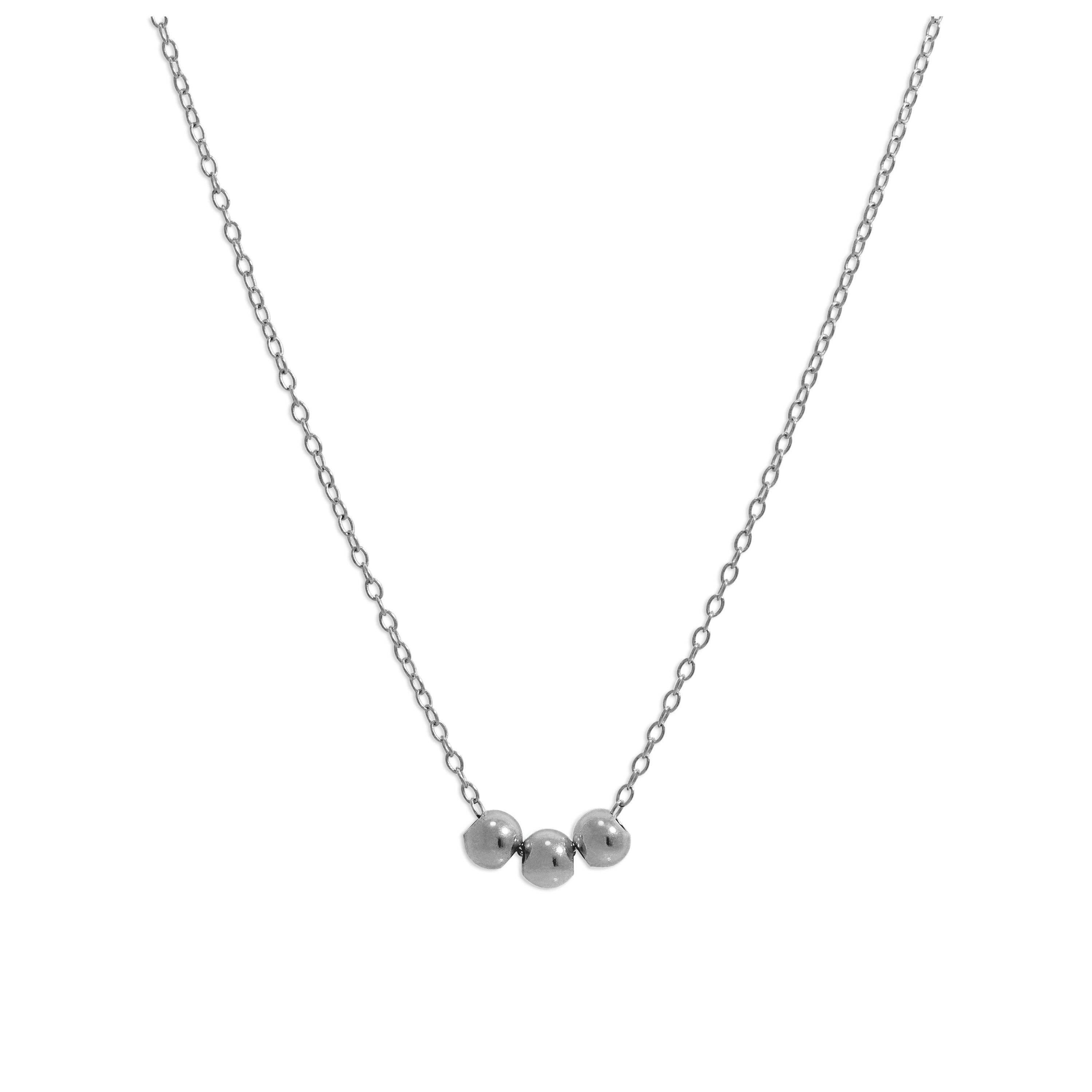 Sterling Silver Triple Sliding Ball Necklace - 18 Inches