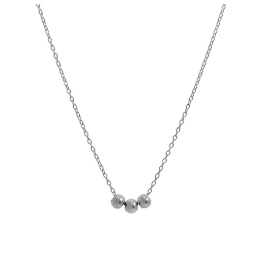 Sterling Silver Triple Sliding Ball Necklace - 18 Inches