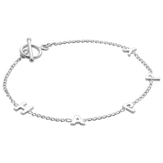 Sterling Silver HAPPY 7 Inch Bracelet