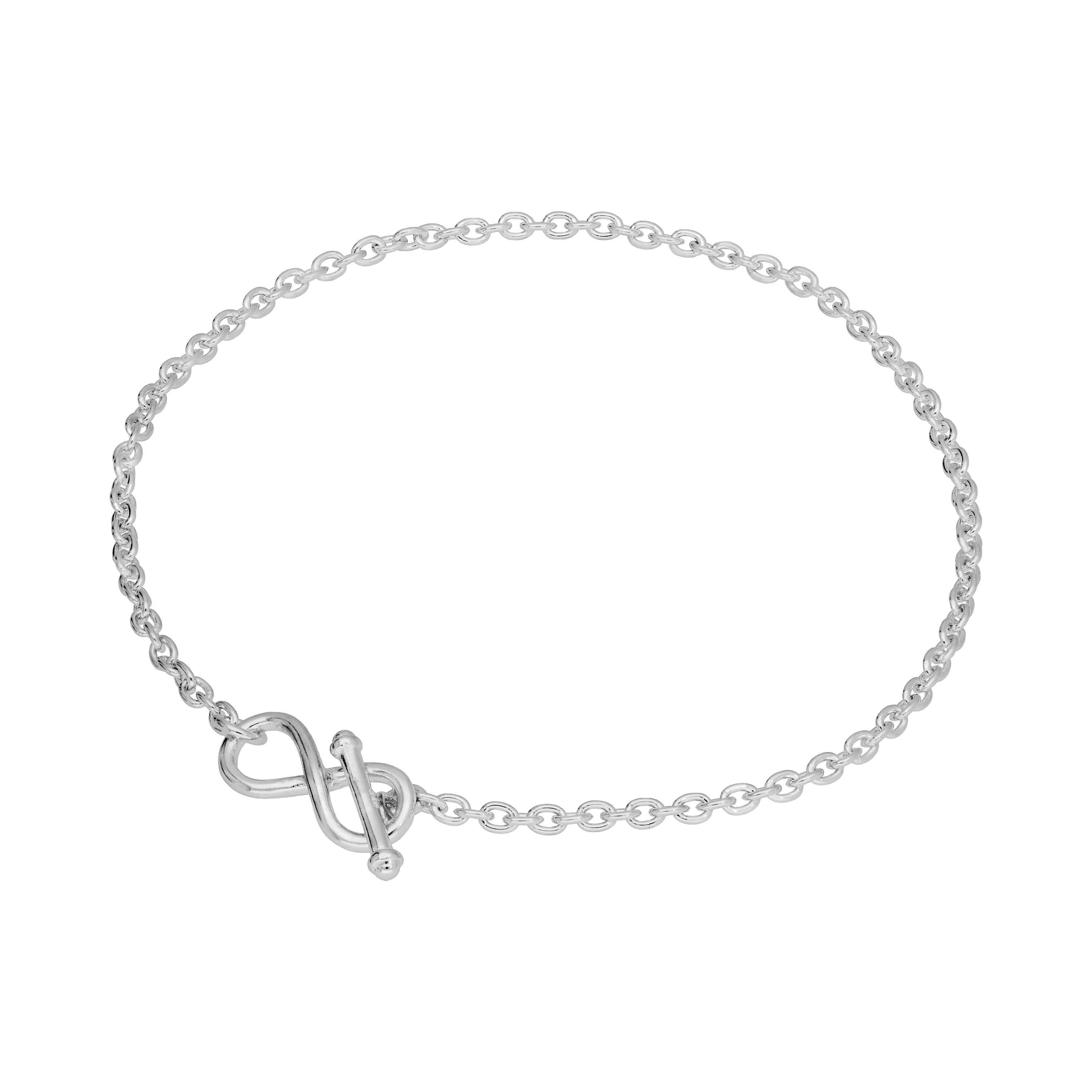 Sterling Silver Infinity T-Bar 7 Inch Bracelet