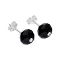 Sterling Silver Black Crystal Bead Stud Earrings