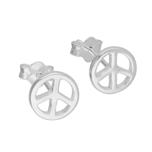 Sterling Silver Peace Sign Stud Earrings