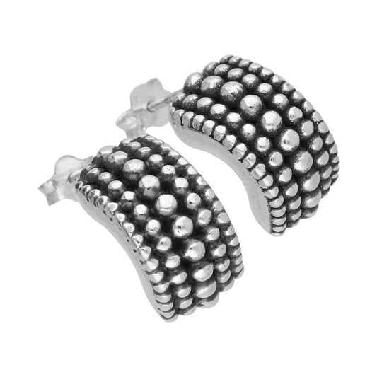 Sterling Silver Thick Oxidised Huggie Stud Earrings