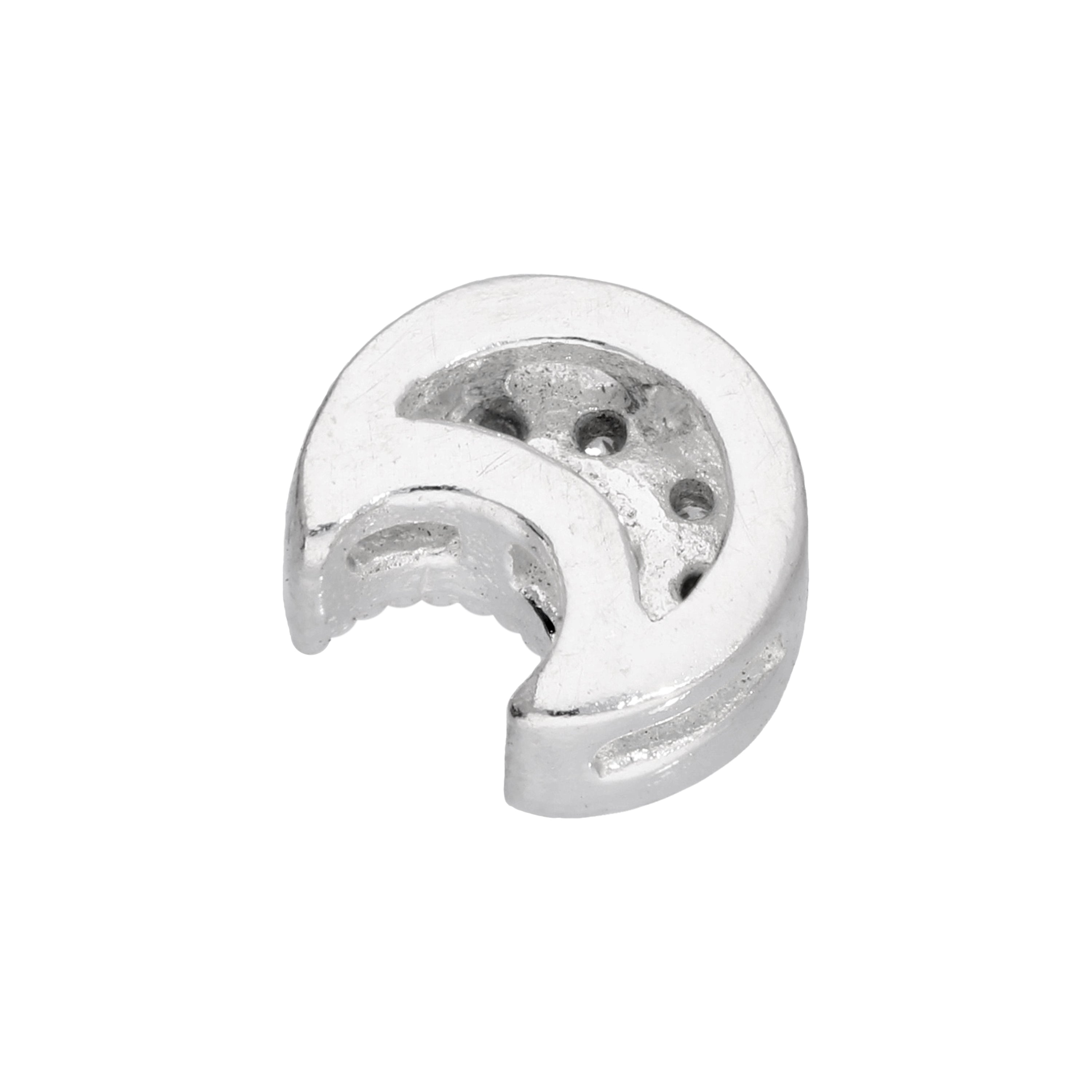 Sterling Silver Moon Clear CZ Floating Charm