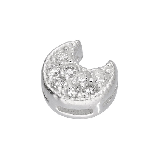 Sterling Silver Moon Clear CZ Floating Charm
