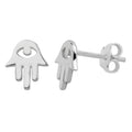 Sterling Silver Hamsa Hand Stud Earrings