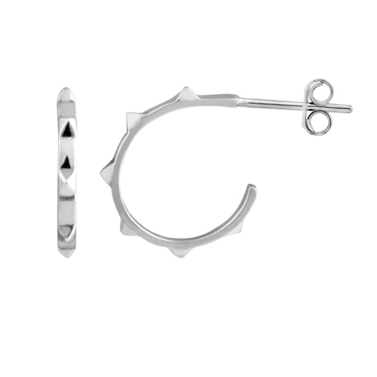 Sterling Silver Spike Open Stud Hoop Earrings