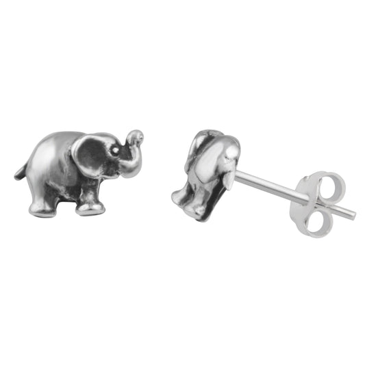 Small Sterling Silver Elephant Stud Earrings