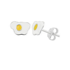 Sterling Silver Fried Eggs Enamel Stud Earrings