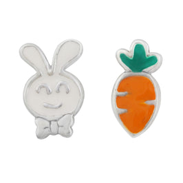 Sterling Silver Mix & Match Rabbit Carrot Enamel Stud Earrings